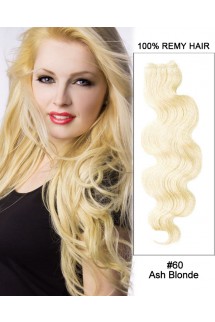 20” #60 Ash Blonde Body Wave Weave Remy Hair Weft Human Hair Extensions