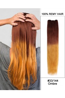 18” #33/144 Ombre  Straight Weave Remy Hair Weft Human Hair Extensions