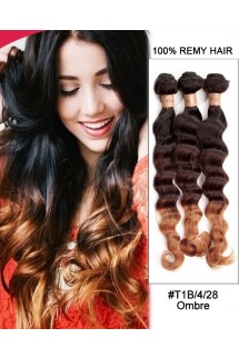 16” Triple Ombre Deep Wave Brazilian Hair Weave Remy Hair Weft Human Hair Extensions