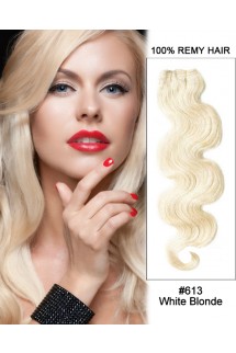 20” #613 Bleach White Blonde Body Wave Weave Remy Human Hair Extensions