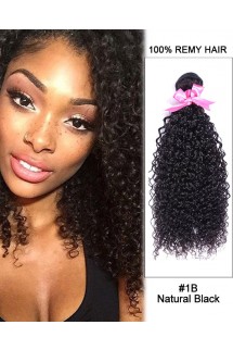 14” #1B Natural Black Kinky Curly Weave 100% Remy Hair Human Hair Extensions