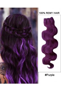 20” #Purple Body Wave Weave Remy Hair Weft Hair Extensions