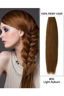 18” #30 Light Auburn Straight Weave 100% Remy Hair Weft Human Hair Extensions