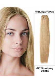 20” #27 Strawberry Blonde Straight Weave Remy Hair Weft Human Hair Extensions