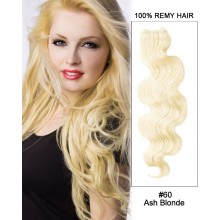 20” #60 Ash Blonde Body Wave Weave Remy Hair Weft Human Hair Extensions