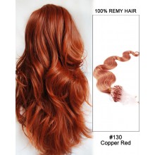 14” #130 Copper Red Body Wave Micro Loop 100% Remy Hair Human Hair Extensions-100 strands, 1g/strand