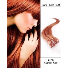 14” #130 Copper Red Straight Micro Loop 100% Remy Hair Human Hair Extensions-50 strands, 1g/strand