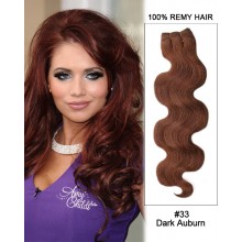 18” #33 Dark Auburn Body Wave Weave Remy Hair Weft Human Hair Extensions