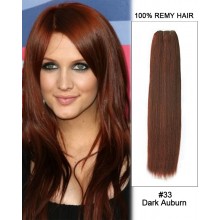 18” #33 Dark Auburn Straight Weave 100% Remy Hair Weft Human Hair Extension