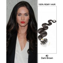 14” #2 Dark Brown Body Wave Micro Loop 100% Remy Hair Human Hair Extensions-100 strands, 1g/strand