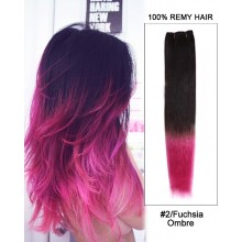 16” #2/Fuchsia  Ombre Straight Weave 100% Remy Hair Weft Hair Extensions