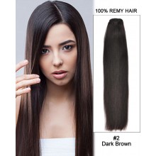 16” Silky Straight Brazilian Remy Hair Weave Weft Human Hair Extension-#2 Dark Brown