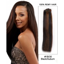 16” #1B/30 Black/Auburn Straight Weave Remy Hair Weft Hair Extensions