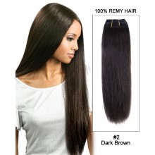 14”#2 Dark Brown Straight Weave 100% Remy Hair Weft  Hair Extensions