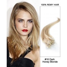 14” #16 Dark Honey Blonde Straight Micro Loop 100% Remy Hair Human Hair Extensions-50 strands, 1g/strand