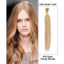 14” #16 Dark Honey Blonde Straight Stick Tip I Tip 100% Remy Hair Keratin Hair Extensions-100 strands, 1g/strand