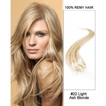 14” #22 Light Ash Blonde Straight Micro Loop 100% Remy Hair Human Hair Extensions-50 strands, 1g/strand