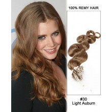 14” #30 Light Auburn Body Wave Micro Loop 100% Remy Hair Human Hair Extensions-100 strands, 1g/strand