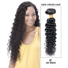 20” Jet Black Curly Wave Indian Virgin Hair 100% Remy Hair Weave Weft Human Hair Extensions