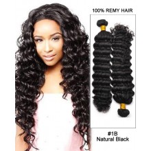 18”Natural Black Curly Wave Virgin Hair 100%  Remy Hair Weave Weft Human Hair Extensions