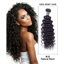 16” #1B Natural Black Deep Wave Weave 100% Remy Hair Human Hair Extensions
