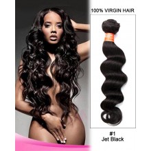 18” Deep Wave Brazilian Remy Hair Weave Remy Hair Weft Human Hair Extensions-#1 Jet Black