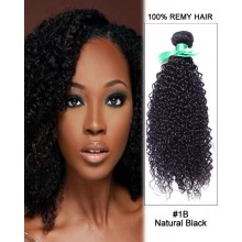16” #1B Natural Black Kinky Curly Weave 100% Remy Hair Human Hair Extensions