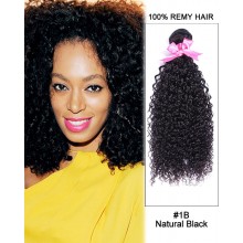 16” #1B Natural Black Kinky Curly Weave 100% Remy Hair Human Hair Extensions