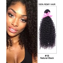 14” #1B Natural Black Kinky Curly Weave 100% Remy Hair Human Hair Extensions