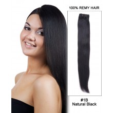 14” Silky Straight Brazilian Remy Hair Weave Weft Human Hair Extension-#1B Natural Black