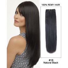 14”#1B Natural Black Straight Weave 100% Remy Hair Weft Hair Extensions