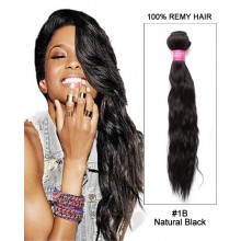 18” Water Wave Brazilian Remy Hair Weave Weft Human Hair Extensions-#1B Natural Black