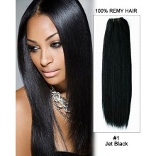 16” Yaki Straight Brazilian Remy Hair Weave Weft Human Hair Extension-#1 Jet Black