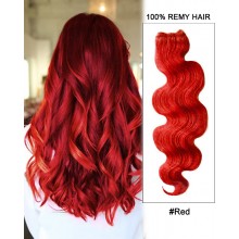 18” #Red Body Wave Weave Remy Hair Weft Human Hair Extensions