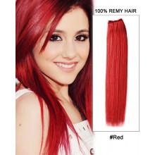 18” #Red Straight Weave 100% Remy Hair Weft Human Hair Extensions