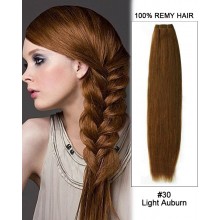 18” #30 Light Auburn Straight Weave 100% Remy Hair Weft Human Hair Extensions