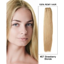 20” #27 Strawberry Blonde Straight Weave Remy Hair Weft Human Hair Extensions