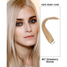 14” #27 Srawberry Blonde Straight 100% Remy Hair Tape In Hair Extensions-20 pcs