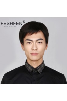 FESHFEN中老年男士真发假发短直发真人发丝逼真自然商务男士头套