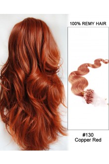 14” #130 Copper Red Body Wave Micro Loop 100% Remy Hair Human Hair Extensions-100 strands, 1g/strand