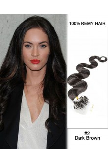 14” #2 Dark Brown Body Wave Micro Loop 100% Remy Hair Human Hair Extensions-100 strands, 1g/strand
