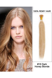 14” #16 Dark Honey Blonde Straight Stick Tip I Tip 100% Remy Hair Keratin Hair Extensions-100 strands, 1g/strand