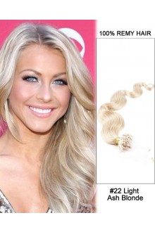 14” #22 Light Ash Blonde Body Wave Micro Loop 100% Remy Hair Human Hair Extensions-100 strands, 1g/strand