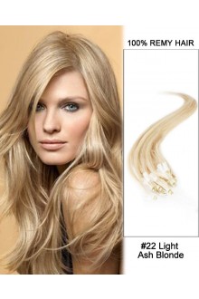 14” #22 Light Ash Blonde Straight Micro Loop 100% Remy Hair Human Hair Extensions-50 strands, 1g/strand
