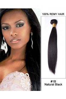16” #1B Natural Black Straight Weave 100% Remy Hair Human Hair Extensions