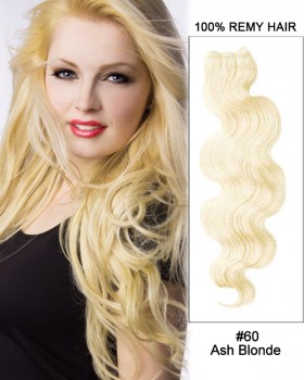 20” #60 Ash Blonde Body Wave Weave Remy Hair Weft Human Hair Extensions