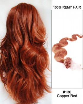 14” #130 Copper Red Body Wave Micro Loop 100% Remy Hair Human Hair Extensions-100 strands, 1g/strand