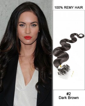 14” #2 Dark Brown Body Wave Micro Loop 100% Remy Hair Human Hair Extensions-100 strands, 1g/strand