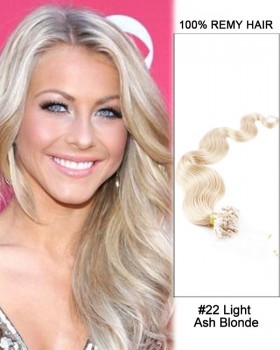 14” #22 Light Ash Blonde Body Wave Micro Loop 100% Remy Hair Human Hair Extensions-100 strands, 1g/strand