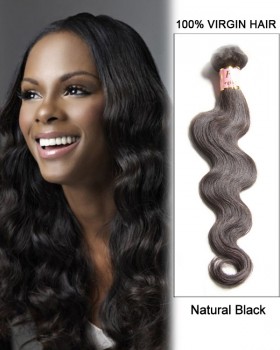 18” Natural Black Body Wave Brazilian Remy Hair Weave Weft Human Hair Extensions